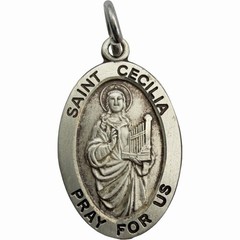 HMH Sterling Silver Saint Cecilia Medal Pendant Patron Saint of Musicians 2.4g