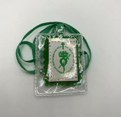 Green Laminated Scapular – Immaculate Heart of Our Lady Mary 1 3/4in 