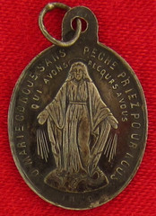 Antique MARY MIRACULOUS MEDAL 800 Silver Catholic Very Small Thin French Medal