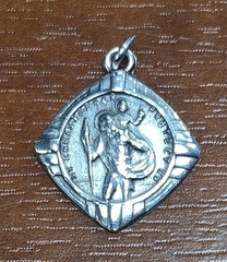 Antique Catholic Sterling Silver Saint Christopher Religious Medal / Pendant
