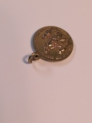 St. Dominic Queen of the Most Holy Rosary Medal Pendant Pray For Us Gold Tone