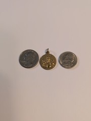 St. Dominic Queen of the Most Holy Rosary Medal Pendant Pray For Us Gold Tone