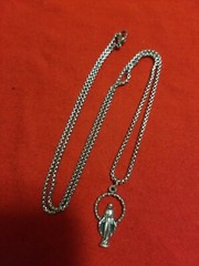 CHRISTIAN.CATHOLIC MEDAL FOR SAINT MARY WITH CHAIN SILVER PLATED ITALY