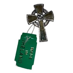 VTG Sol Dor Celtic Christian Cross Connemara Marble Pin Brooch w Org Box/Tag
