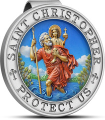 St Christopher Medal for Car, Saint Christopher Medal for Car Visor Clip, Colorf