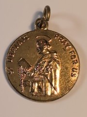 St. Dominic Queen of the Most Holy Rosary Medal Pendant Pray For Us Gold Tone