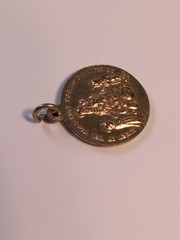 St. Dominic Queen of the Most Holy Rosary Medal Pendant Pray For Us Gold Tone