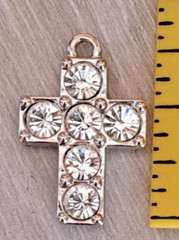 ESTATE FIND SILVERTONE 6 CUBIC ZIRCONIA CROSS – APPROX. 3/4″L – SWAN MARKING