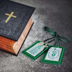 Green Scapular, 3 Pack Bulk Scapulars Catholic of Immaculate Heart of Mary Green