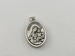 Our Lady of Mt Carmel Jesus Sacred Heart Medal Pendant 1-inch Silver Tone Metal