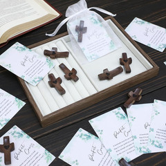 Zealor 24 Sets Wooden Pocket Cross Fidget Bulk with Greeting Card & Bag,…