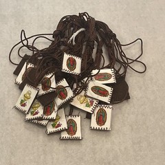 Our Lady Of Guadalupe with IHS Brown Scapulars Escapularios