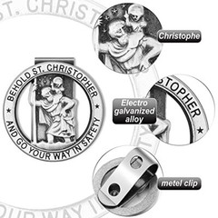 4 Pack St Christopher Medal for Car Visor Clip Religious Catholic Badge Clip