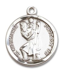 Sterling Silver St Christopher US Coast Guard Medal Pendant Necklace 24″Chain