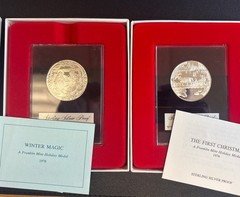 2 Franklin Mint Sterling Silver Proof WINTER MAGIC & The First Christmas