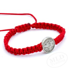 Silver Saint St Benedict Medal Red Unity Bracelet Pulsera Roja De San Benito