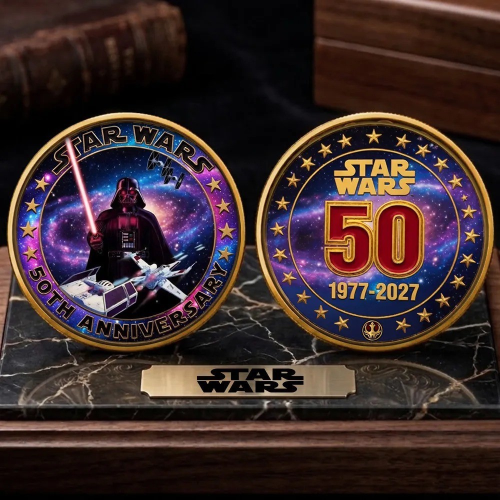 Star Wars 50th Anniversary Coin 1977-2027 Darth Vader Empire Gold Challenge Coin