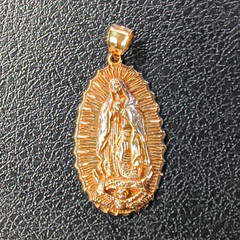 Gold 10 Kt Our Lady of Guadalupe Virgin Mary Medal Pendant w/ Bail