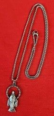 CHRISTIAN.CATHOLIC MEDAL FOR SAINT MARY WITH CHAIN SILVER PLATED ITALY