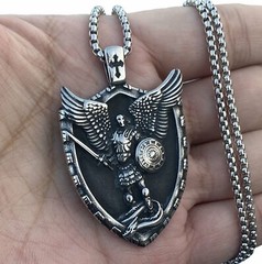 MENDEL Mens Catholic Christian Saint St Michael Medal Medallion Pendant Necklace