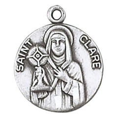 St Clare Medal Size .75 inch Dia and 18 inches L Beautiful Stainless Steel Chain