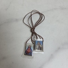 Scapulars Catholic Necklace Scapular Plastic Brown Cord Jesus And Our Lady
