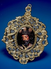 Vintage Catholic 3.5” Jesus Crown Of Thorns Silver Tone Large Spanish Medallion