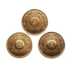 wendells AA Alcoholics Anonymous Medallion Set 30 60 90 Days 1 2 3 Month Bron…