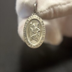 Vintage Sterling Silver Catholic St Christopher Medal Pendant Charm 2.2G 1”