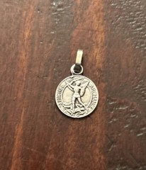 Vintage NOS Saint Michael Archangel 1/2 inch Silvered Bronze Medal; France