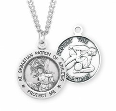 Religious Gifts Sterling Silver Saint St Sebastian Wrestling Sports Athlete Meda