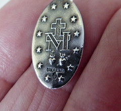 Vintage Chapel Solid Sterling Silver Miraculous Medal Pendant Virgin Mary 1830