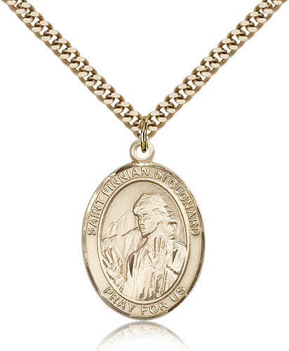Saint Finnian Of Clonard Medal For Men – Gold Filled Necklace On 24 Chain – …