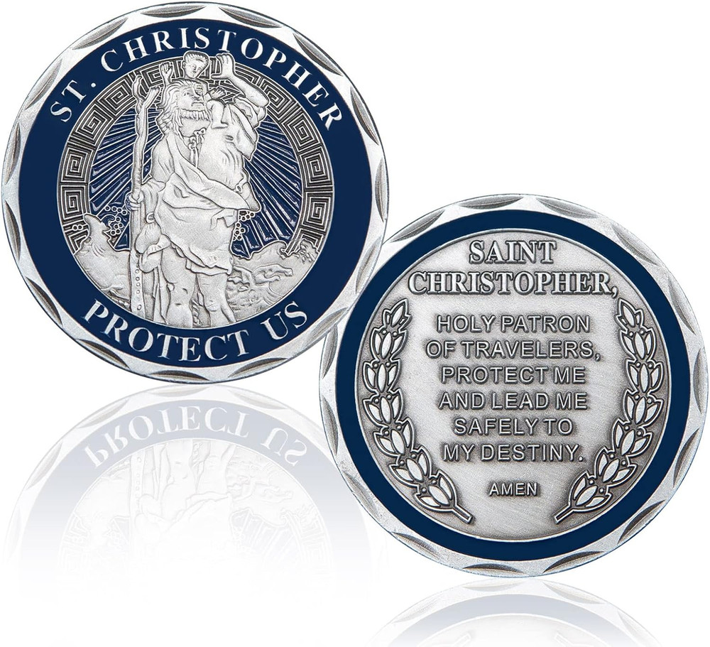 St Christopher Coin Religious Challenge Coin Saint Christopher Medal Bless Safet