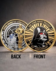 Star Wars 50th Anniversary Coin Darth Vader R2D2 C3PO Trilogy Collector Medal