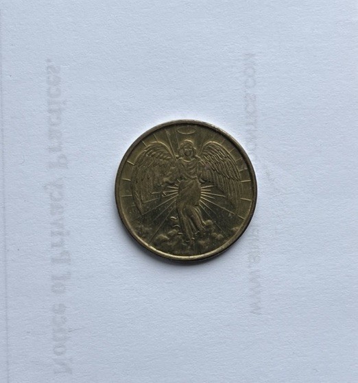 Vintage Gold Guardian Angel Medal Coin Religious