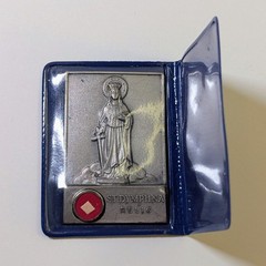 St Dymphna Relic Plaque Pocket Altar Wallet Medal Colombo Medaglie Italy Vintage