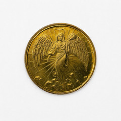 Guardian Angel Prayer Coin Pocket Token Gold Tone Inspirational Faith Gift