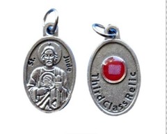 St Jude Relic Medal 1 Inch Silver Tone 3rd Class Relic Catholic Pendant