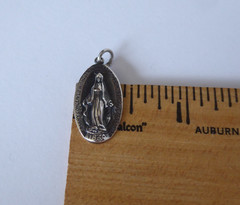 Vintage Chapel Solid Sterling Silver Miraculous Medal Pendant Virgin Mary 1830