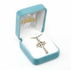 Sterling Silver Irish Celtic cross 1.2″ Medal + 20″ Chain S172620