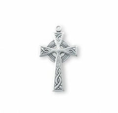 Sterling Silver Irish Celtic cross 1.2″ Medal + 20″ Chain S172620