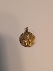 St. Dominic Queen of the Most Holy Rosary Medal Pendant Pray For Us Gold Tone