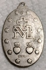 Antique 1920’s Catholic Sterling Silver Virgin Mary Medal Pendant