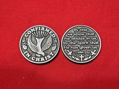 Confirmed In Christ Prayer Token Keepsake Pocket Coin Holy Spirit USA