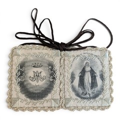 Antique Vintage Catholic Scapular Immaculate Conception Miraculous Medal Lace