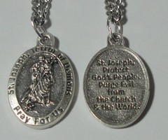 St Joseph «Terror of Demons» Holy Medal on 24″ Stainless Steel Chain