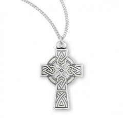Irish Celtic Cross Sterling Silver 1″ Medal + 18″ Chain S179518