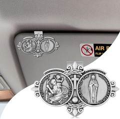2 Pack St. Christopher Medal for Car Sun Visor Clip Decor Catholic Gift