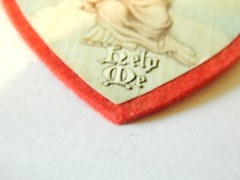 VTG SCAPULAR BADGE CATHOLIC FELT HEART BABY JESUS 1960S ??